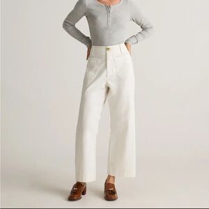 Quince Women Organic Stretch Cotton Chino Cropped Wide Leg Pants in Frost Size 6